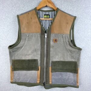 Vintage Carhartt Vest Men Small Patchwork Hunting Workwear Color Block Corduroy